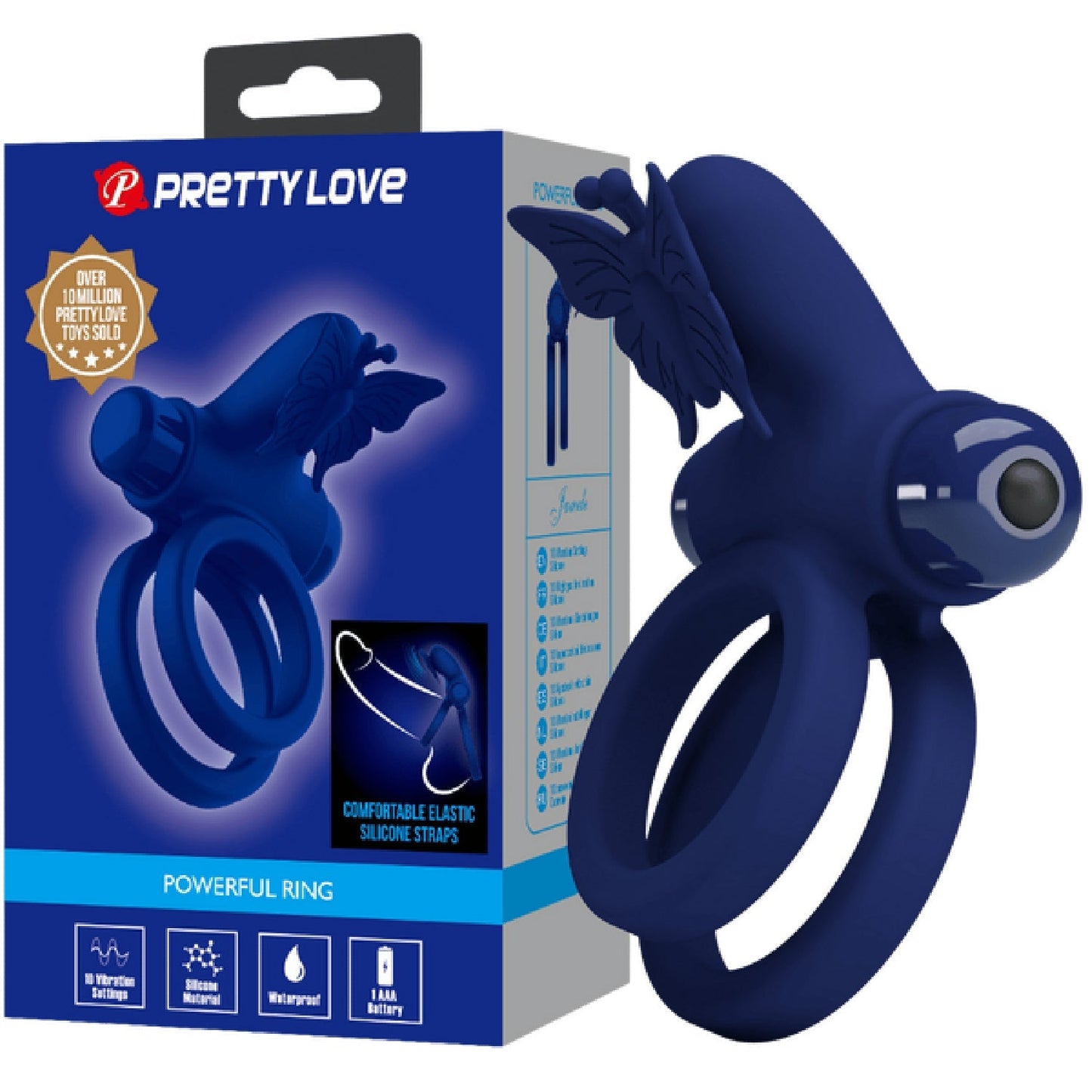 Pretty Love 10 Function – Soft Silicone Vibrating Butterfly Cock Ring