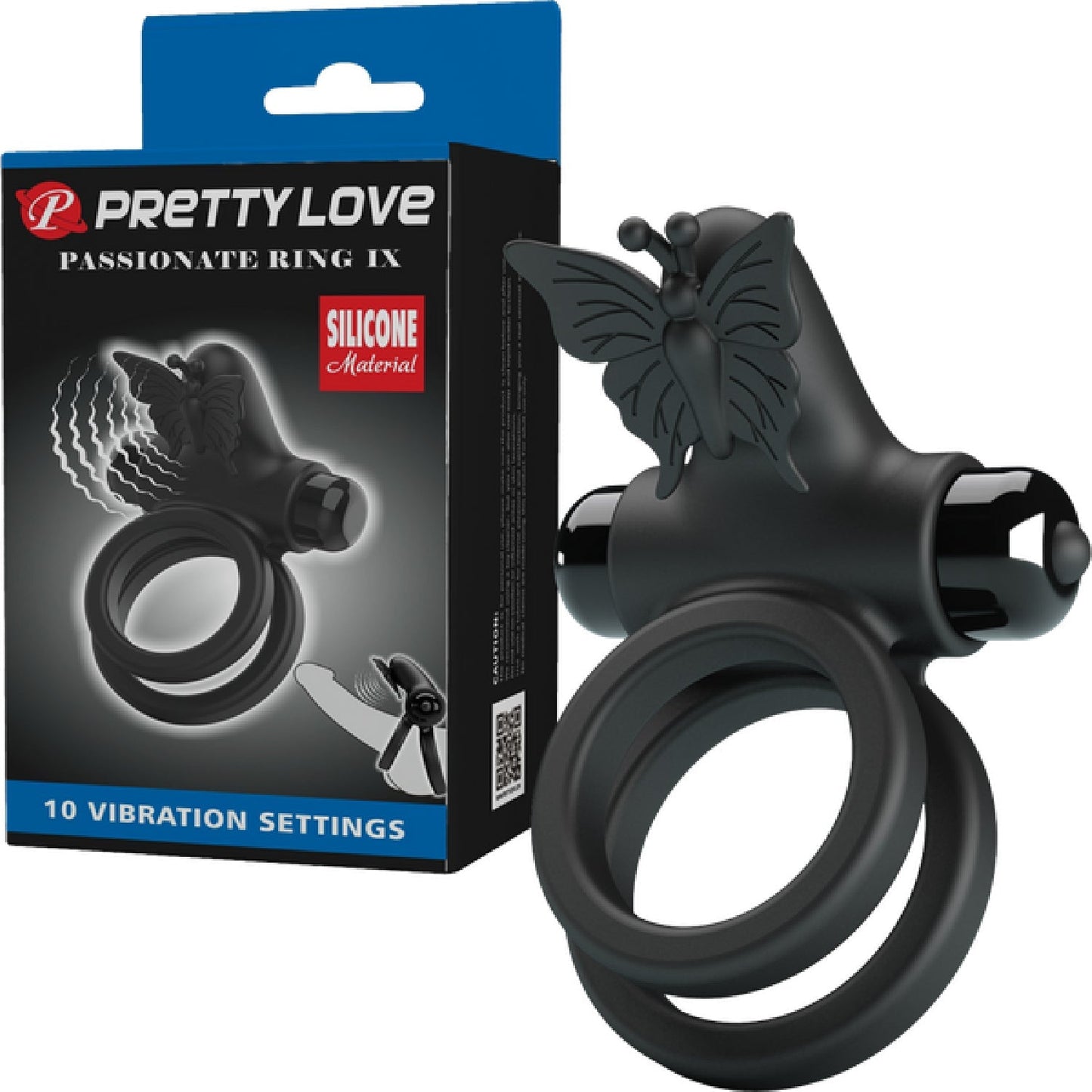 Pretty Love Passionate Ring IX – 10 Function Silicone Vibrating Cock Ring
