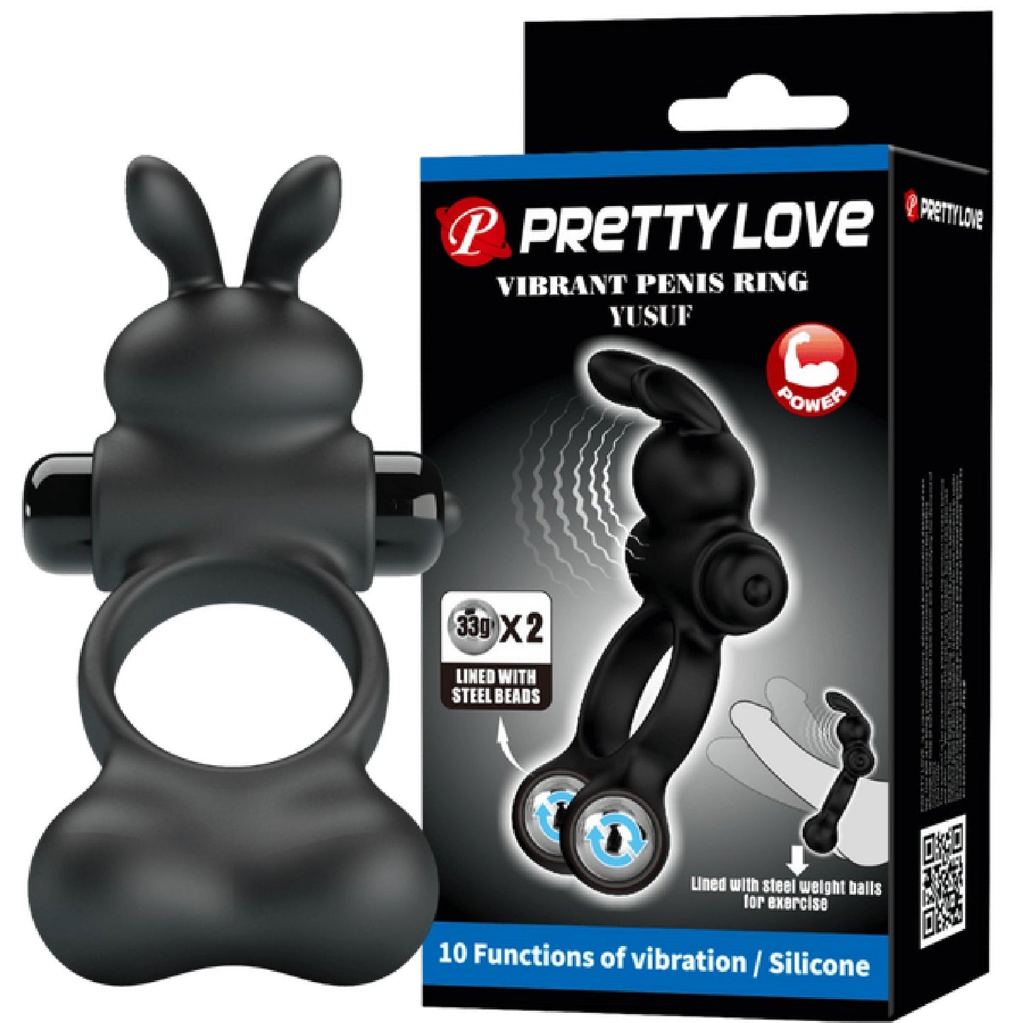 Yusuf Vibrating Cockring with Steel Balls – Waterproof Silicone Cock Ring