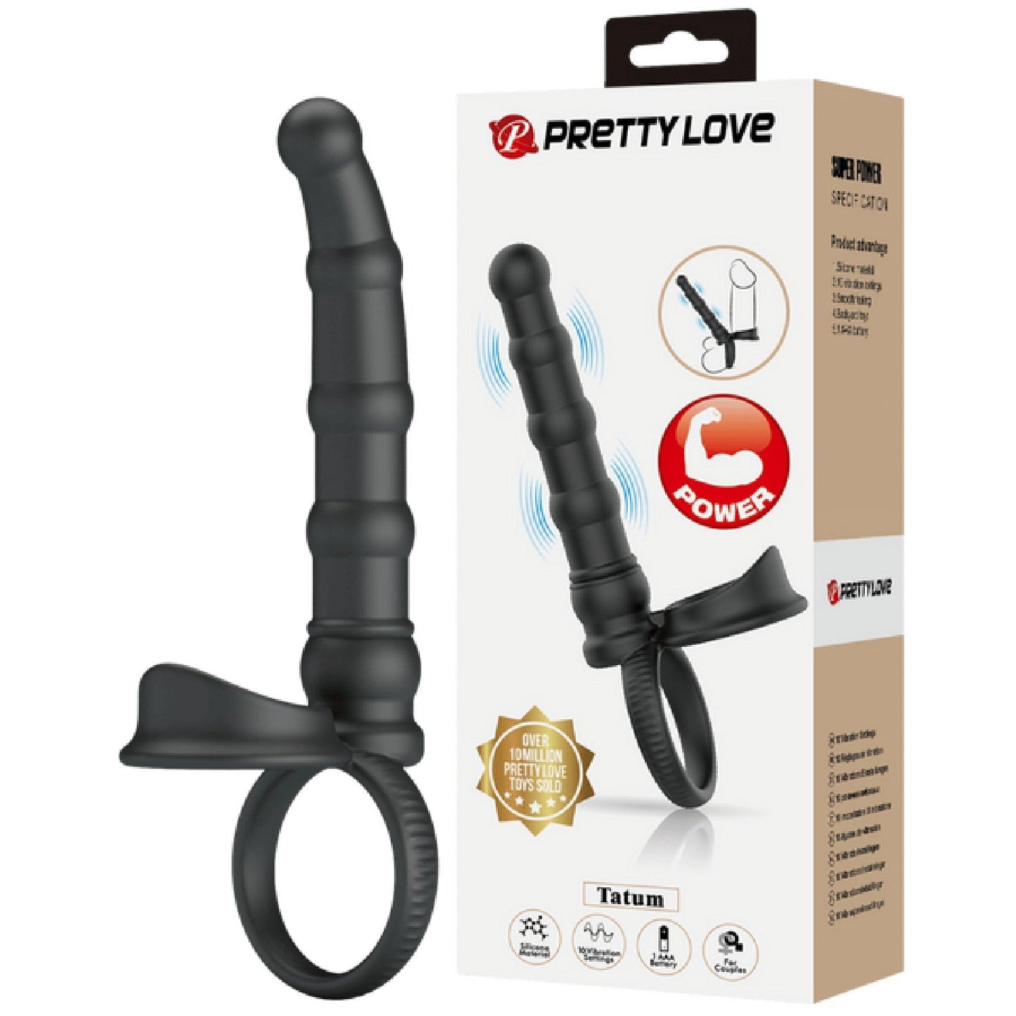 Tatum Cock Ring with Anal Probe – Silicone 10 Frequency Vibrating Cock Ring