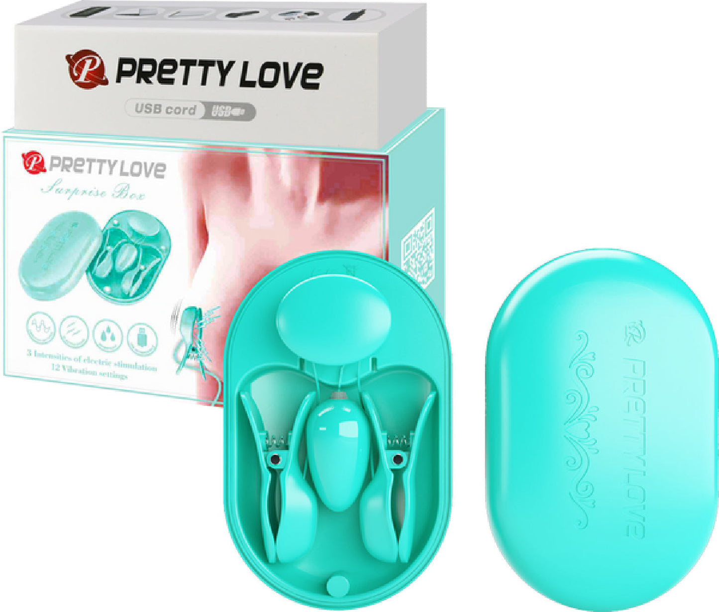 Surprise Box Nipple Clamps – Waterproof USB Rechargeable Stimulator with 12 Vibration Settings