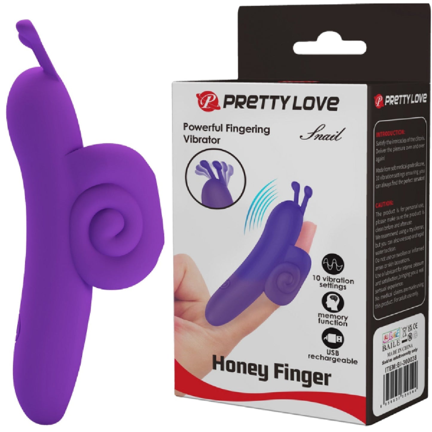 Rechargeable Snail – Ergonomic Silicone Finger Vibrator with 10 Vibration Modes