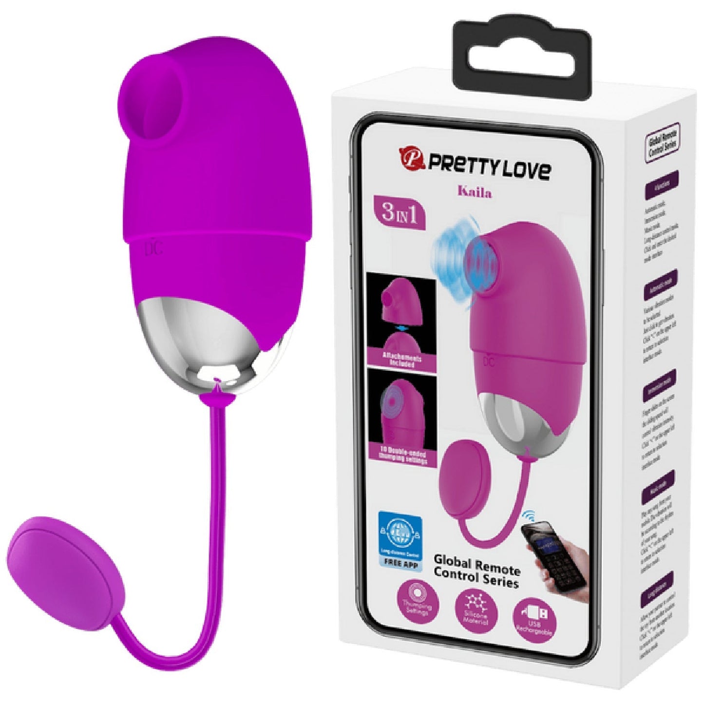 App Control Kaila – Remote-Controlled Vibrating Egg with Removable Sleeve