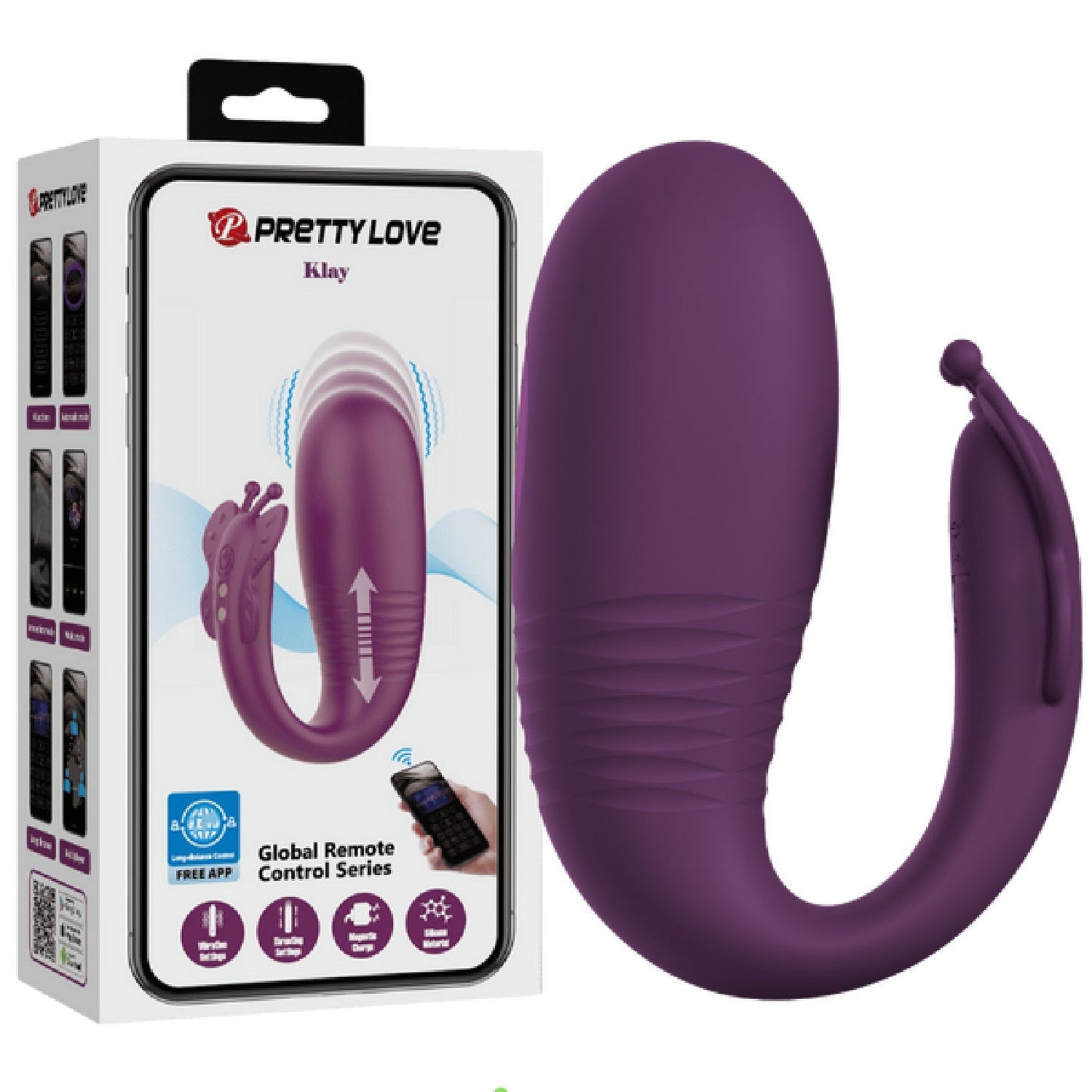 Prettylove Klay Byzantium – App Control Silicone Thrusting Egg Vibrator