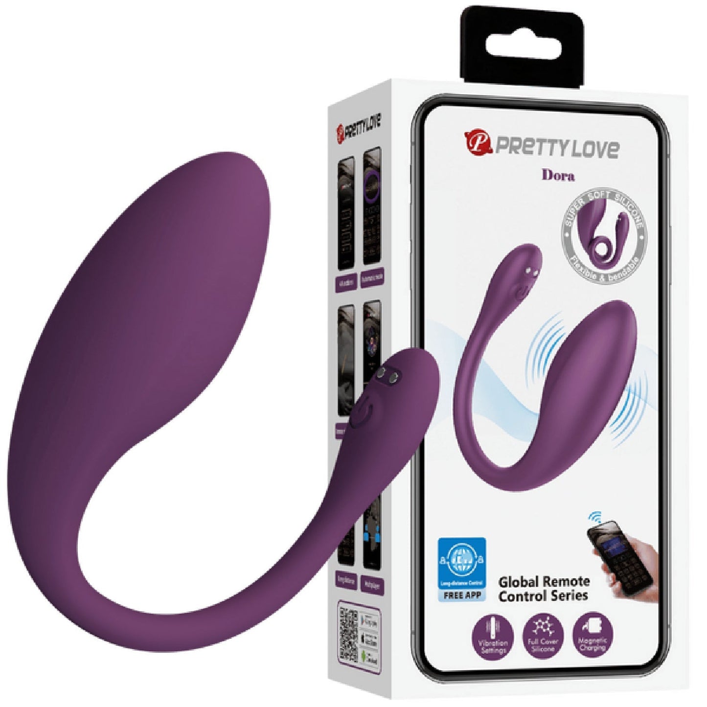 App Control Dora – App-Controlled Rechargeable Curved 12 Vibration Modes Couple's Vibrator