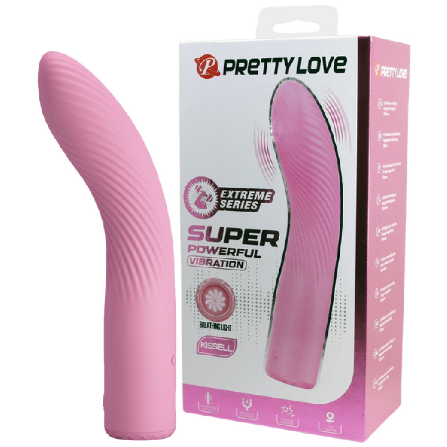 Kissell Rechargeable Vibrator – 10 Function, Breathing Light Design, Slim Silicone Body