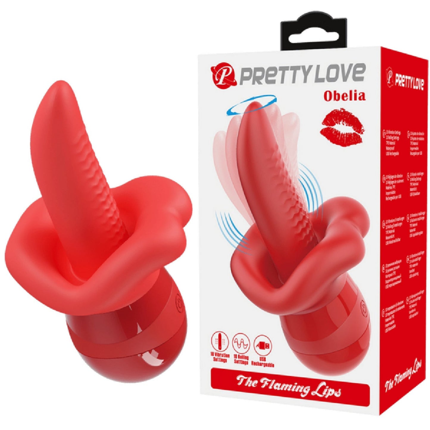Pretty Love Obelia Flaming Lips – Waterproof Dual Stimulator With 10 Vibration Modes