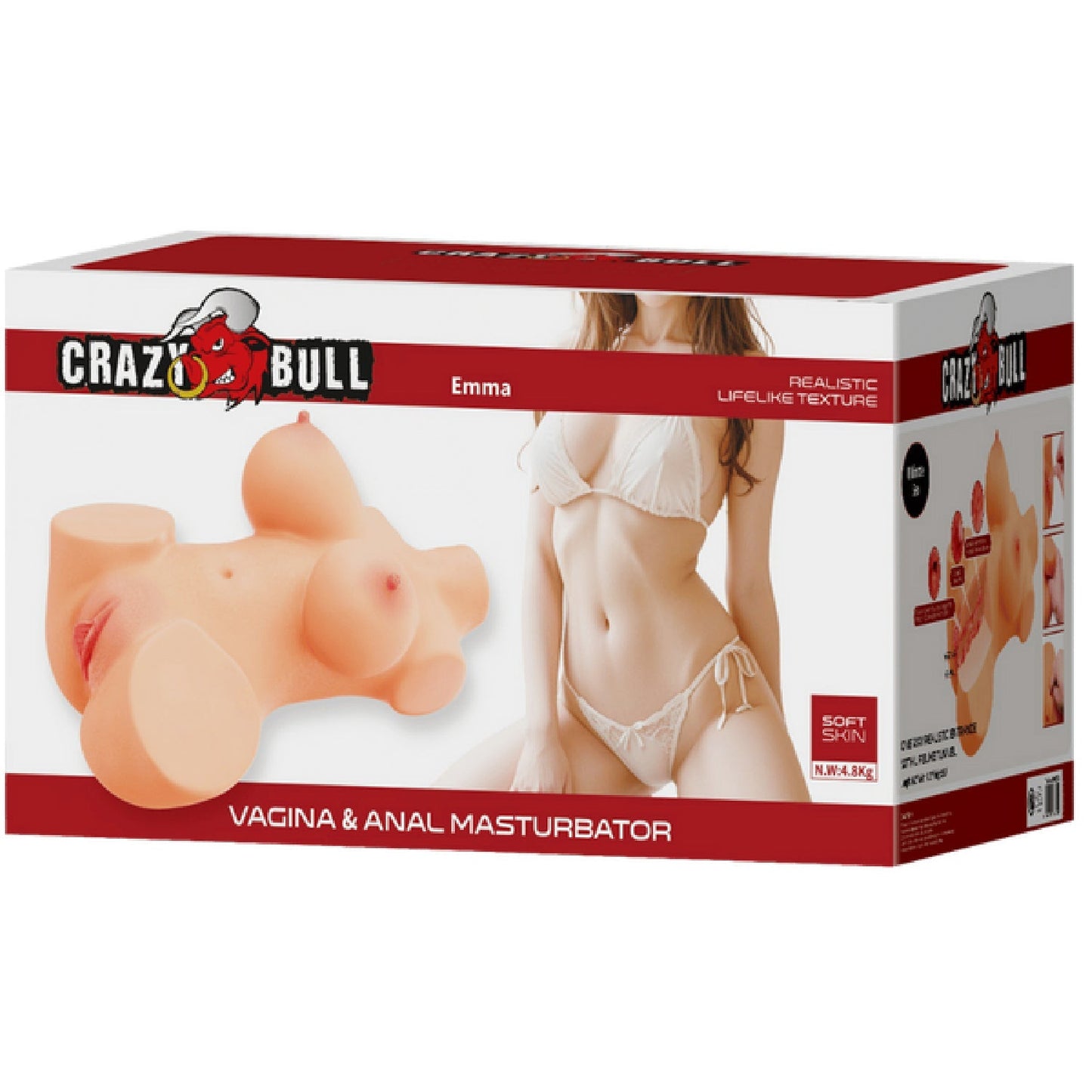 Emma Sort Skin Technology Masturbator – Realistic Vagina and Anal Stimulator