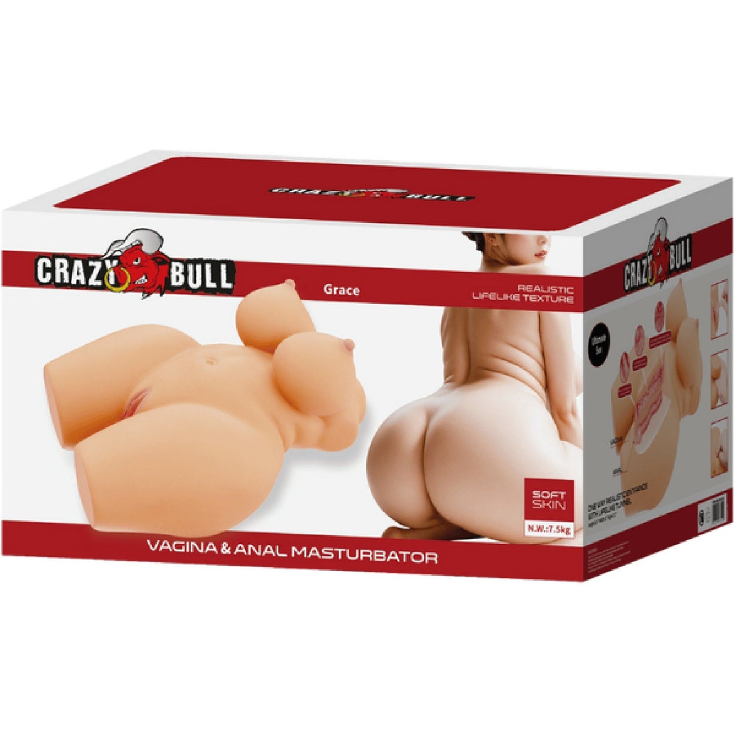 Grace Sort Skin Anatomically Precise Masturbator – Weighted Core Vagina and Anal Stimulator