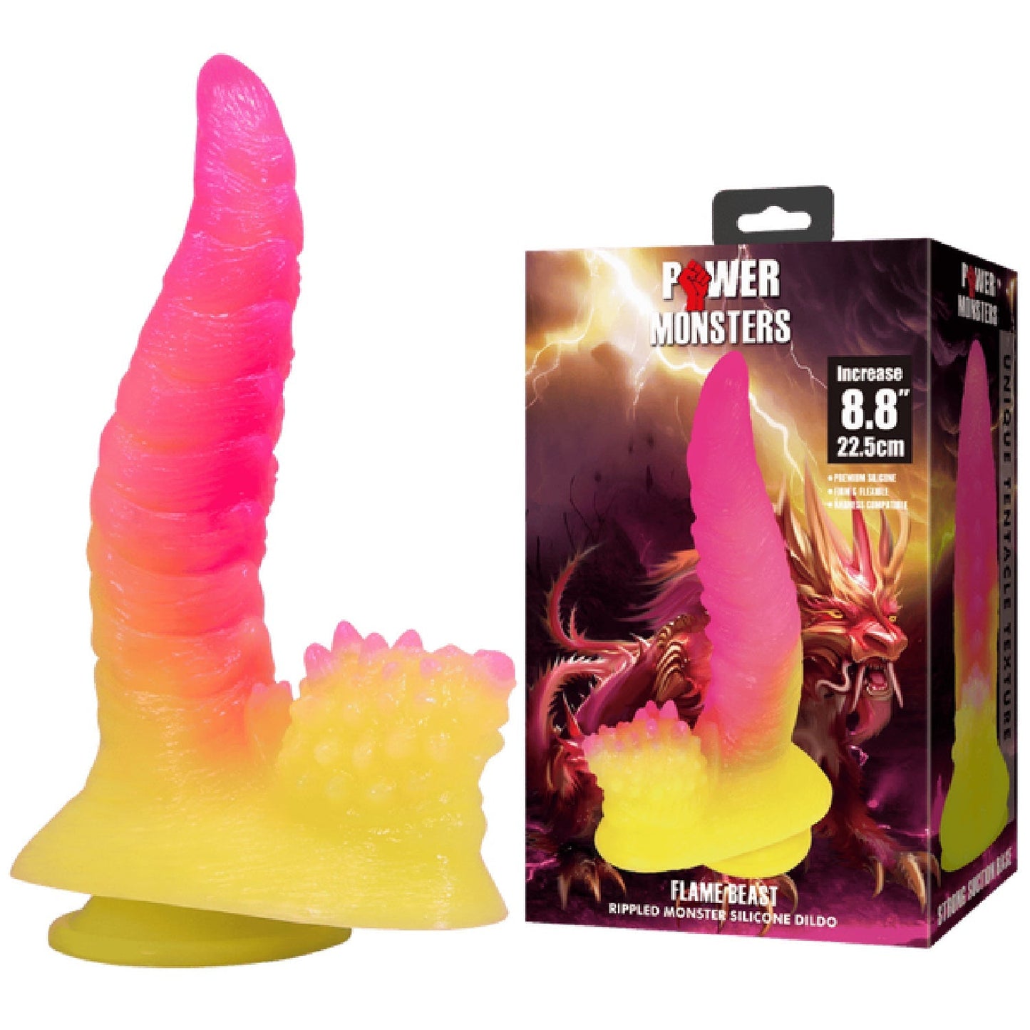 Flame Beast 8.8 Inch Silicone Dildo – Body-Safe Suction Base Dildo