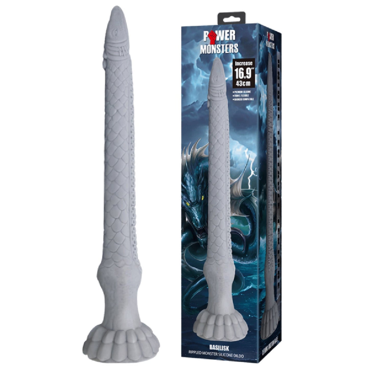 Basilisk Rippled Monster – 16.9 Inch Silicone Dildo
