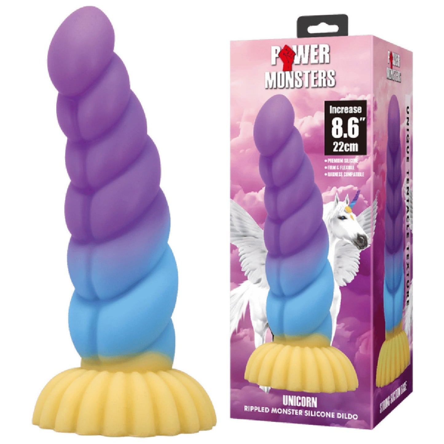 Unicorn Rippled Monster 8.6 Inch Silicone Dildo