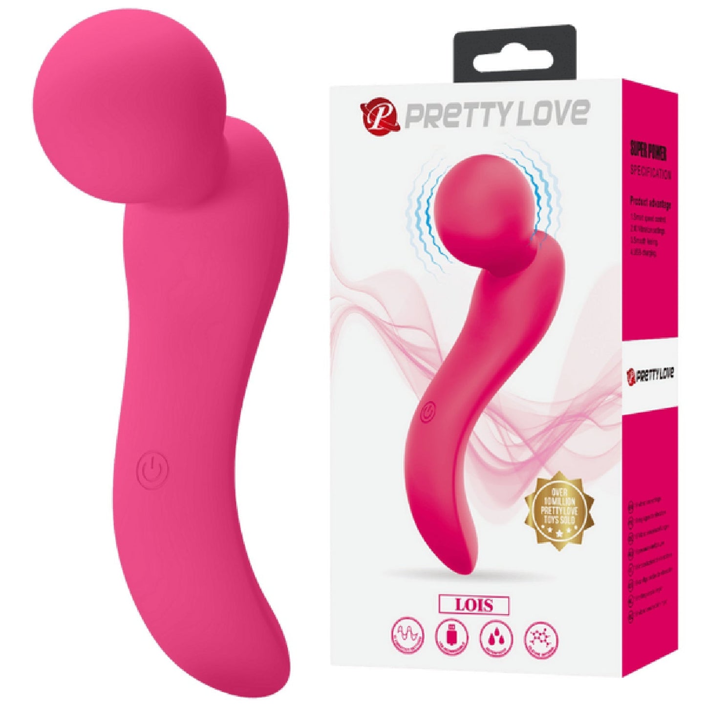 Lois Vibrator – Rechargeable Ultra-Powerful Cordless Water-Resistant Ergonomically Curved Wand Massager