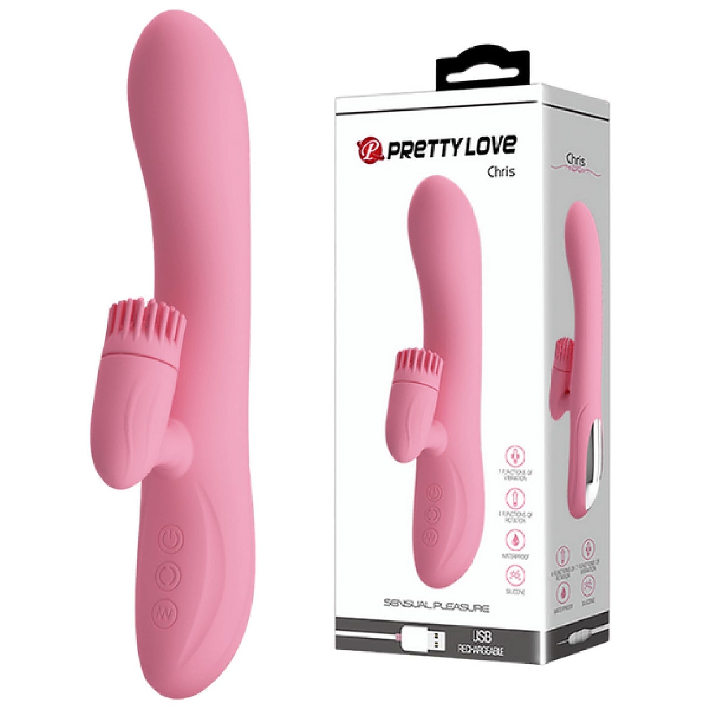 Chris Rechargeable Rotating Tongue Rabbit Vibrator