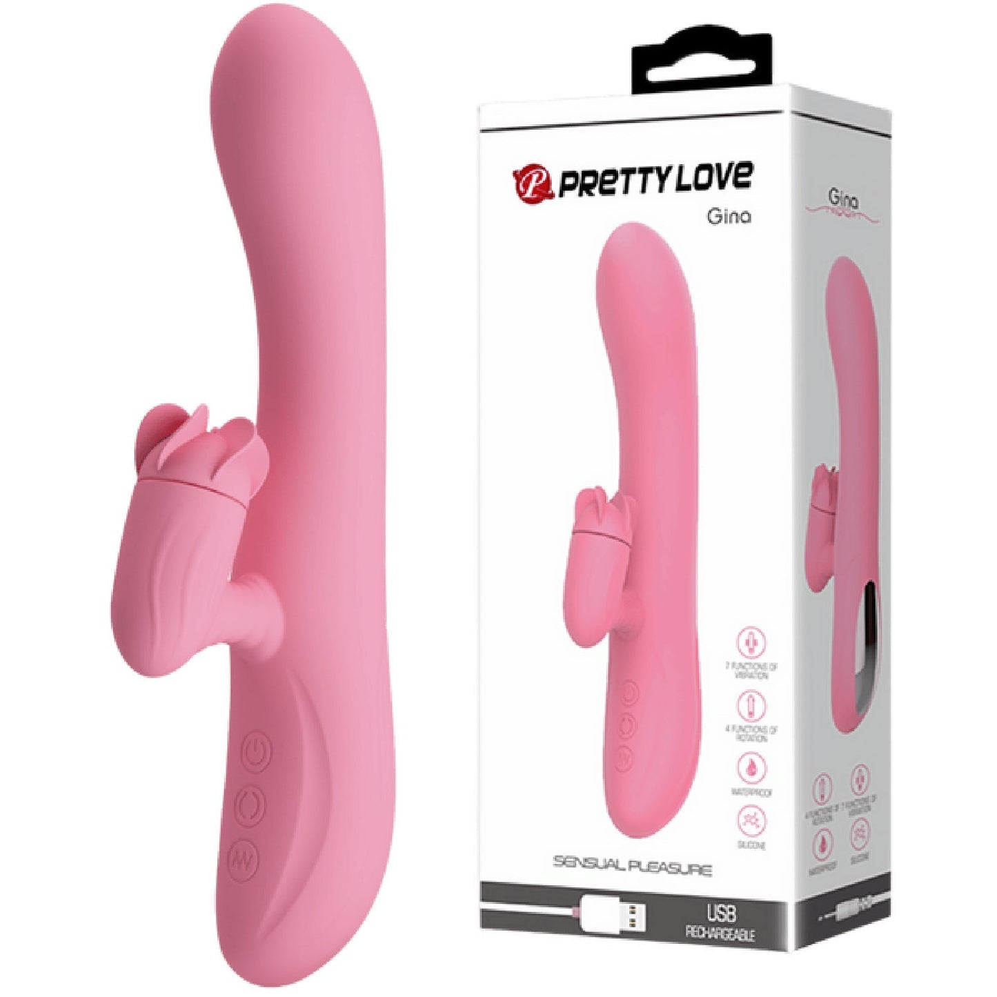 Gina – Rotating Tongue Rabbit Vibrator with 7 Vibration Functions