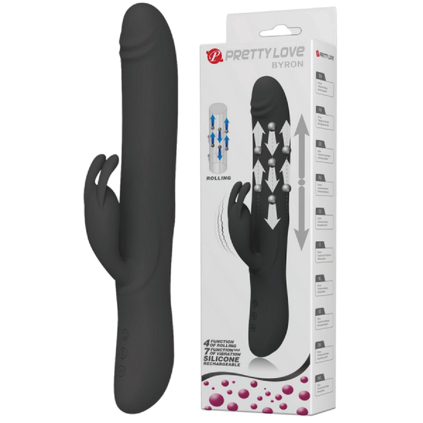 Byron Rabbit Vibrator - Rotating, Massaging, Clitoral Flickering, Fully Waterproof with Synchronous Thrusting Beads