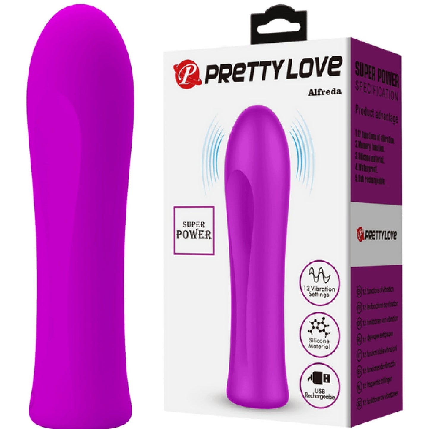 Pretty Love Alfreda Rechargeable Silicone Vibrator – 12-Speed Compact Vibrator