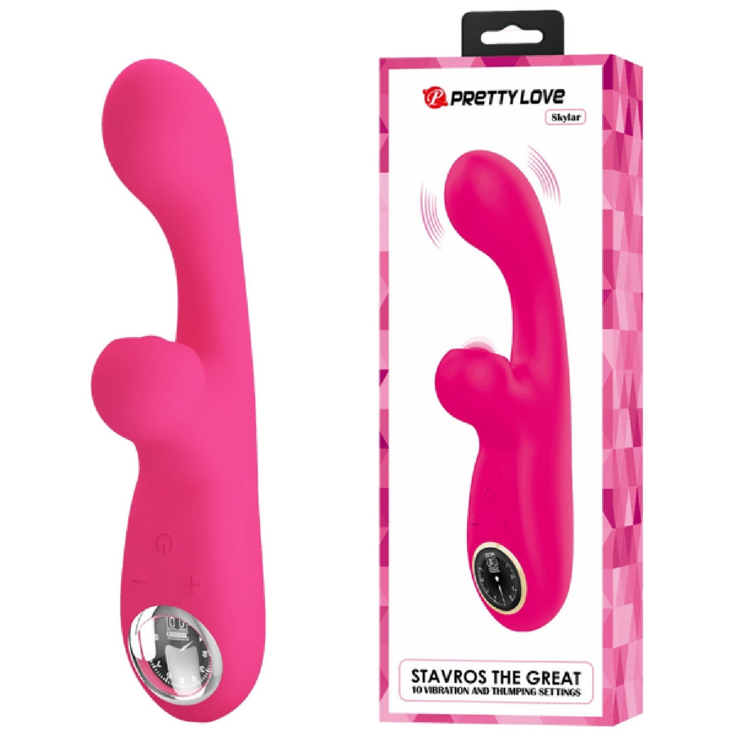 Rechargeable Skylar – Velvet Silicone Multifunction Rabbit Vibrator with Thumping and Vibration Modes