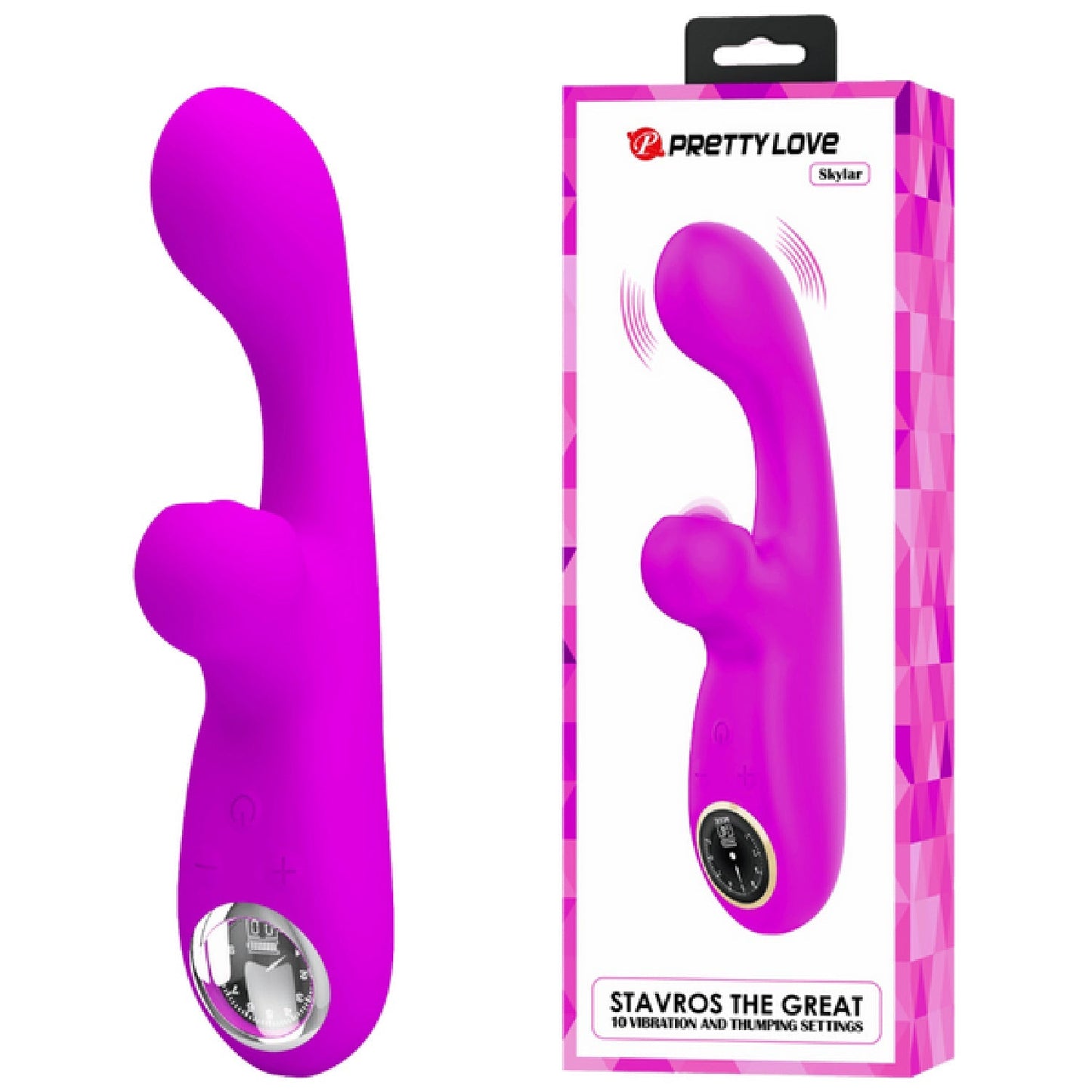 Rechargeable Skylar – Velvet Silicone Multifunction Rabbit Vibrator with Thumping and Vibration Modes