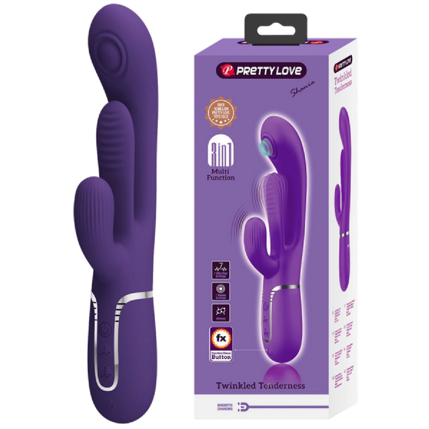Shania 4in1 Multi-Function Rabbit Vibrator – Velvet Silicone 7 Vibration Settings