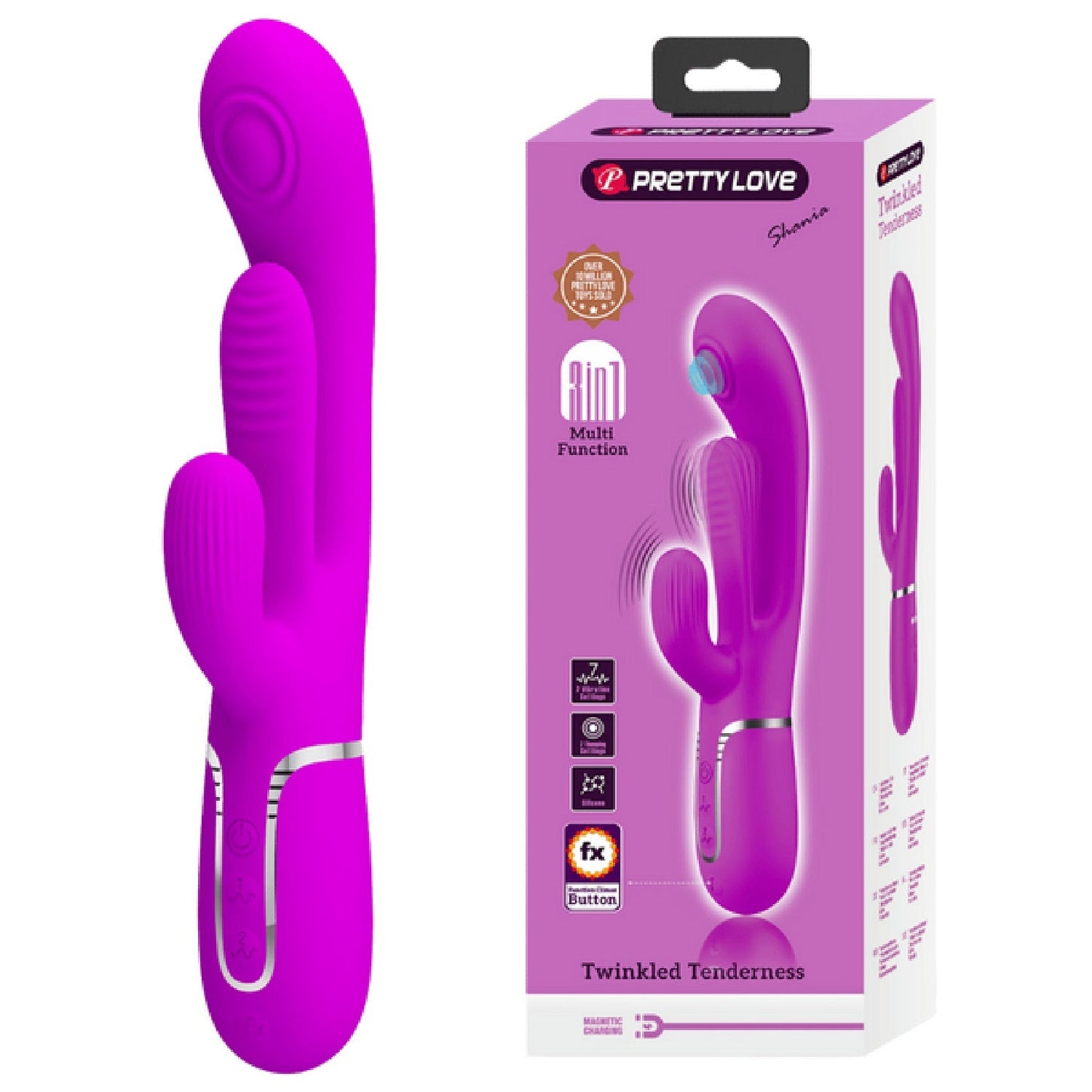 Shania 4in1 Multi-Function Rabbit Vibrator – Velvet Silicone 7 Vibration Settings