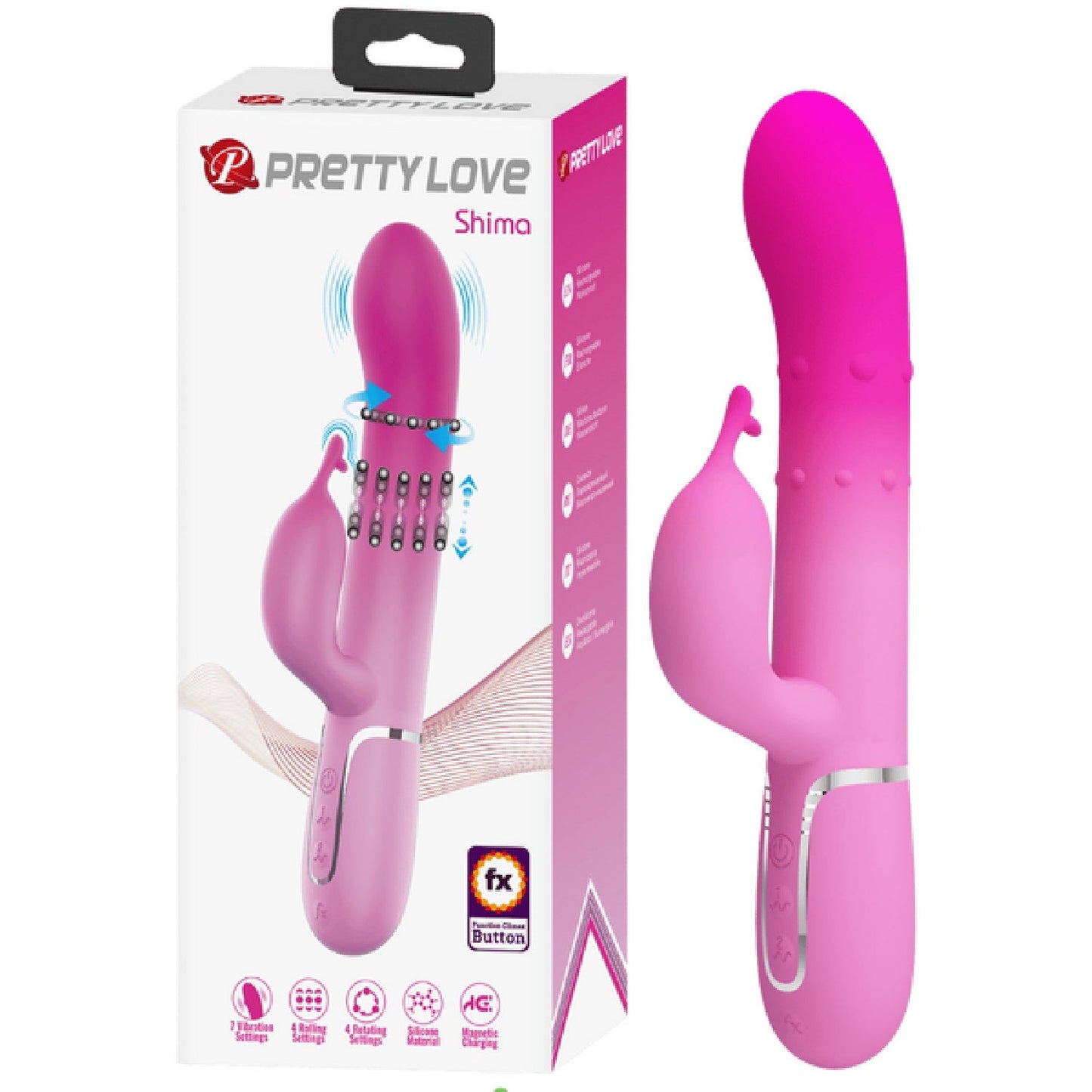 Pretty Love Shima Rechargeable – Rabbit Vibrator with Twin Motors and 7 Vibration Modes