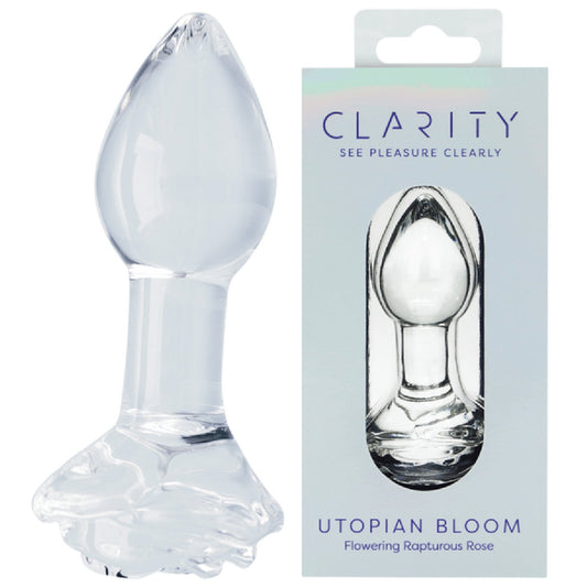 Clarity Utopian Bloom – 4.3 Inch Handcrafted Glass Butt Plug > Glass > Dildos