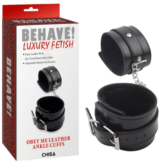 Obey Me Leather Ankle Cuffs – Adjustable Metal Hook Ankle Cuffs