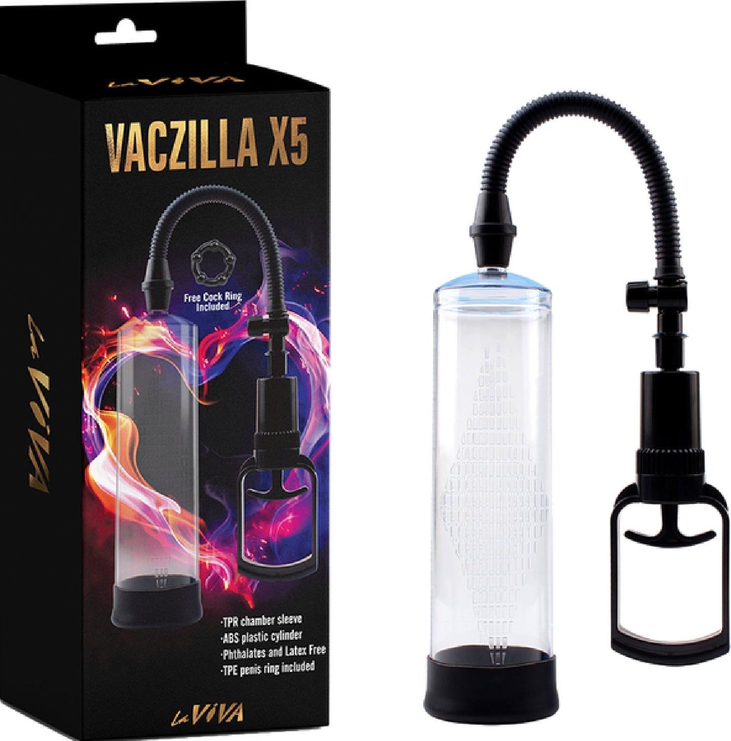 Vaczilla Penis Pump - Phthalate-Free, Latex-Free, 7.9 Inch, with TPE Ring and ABS Plastic Cylinder