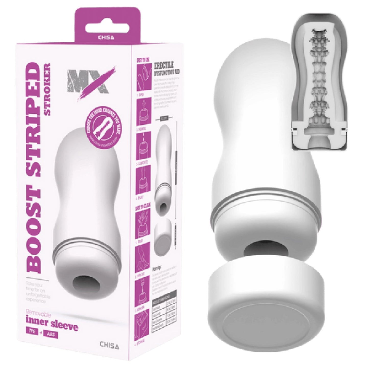 Boost Striped Stroker – Super-Soft 16cm Masturbator Sleeve