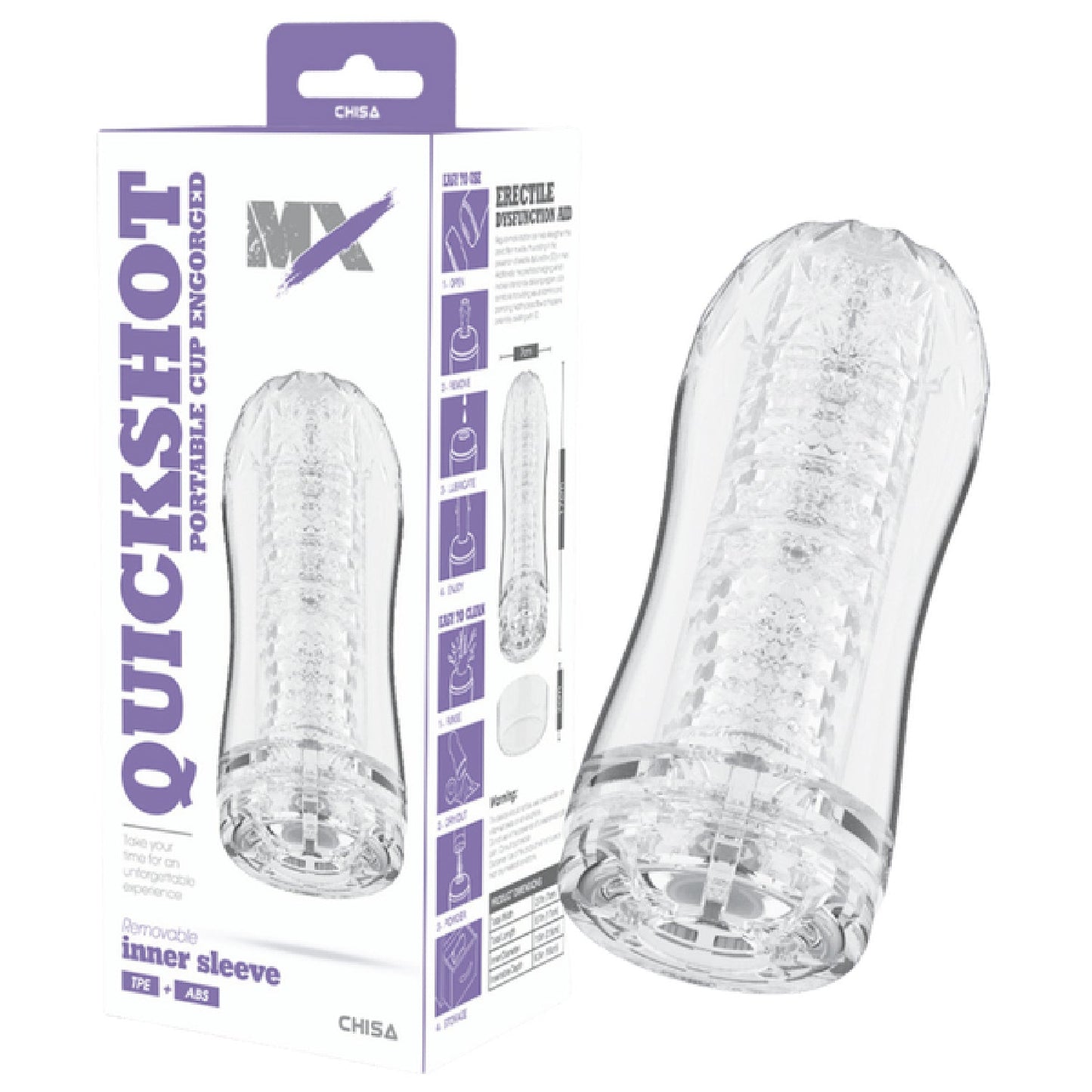 Quickshot Portable Cup Engorged – Super-Soft TPE and ABS Male Masturbator 7cm by 17cm