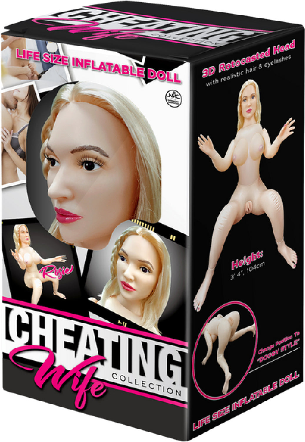 Rosie Inflatable Doll – Life Size 3'4 Height Realistic Haie And Eyelashes Position Doggie Style