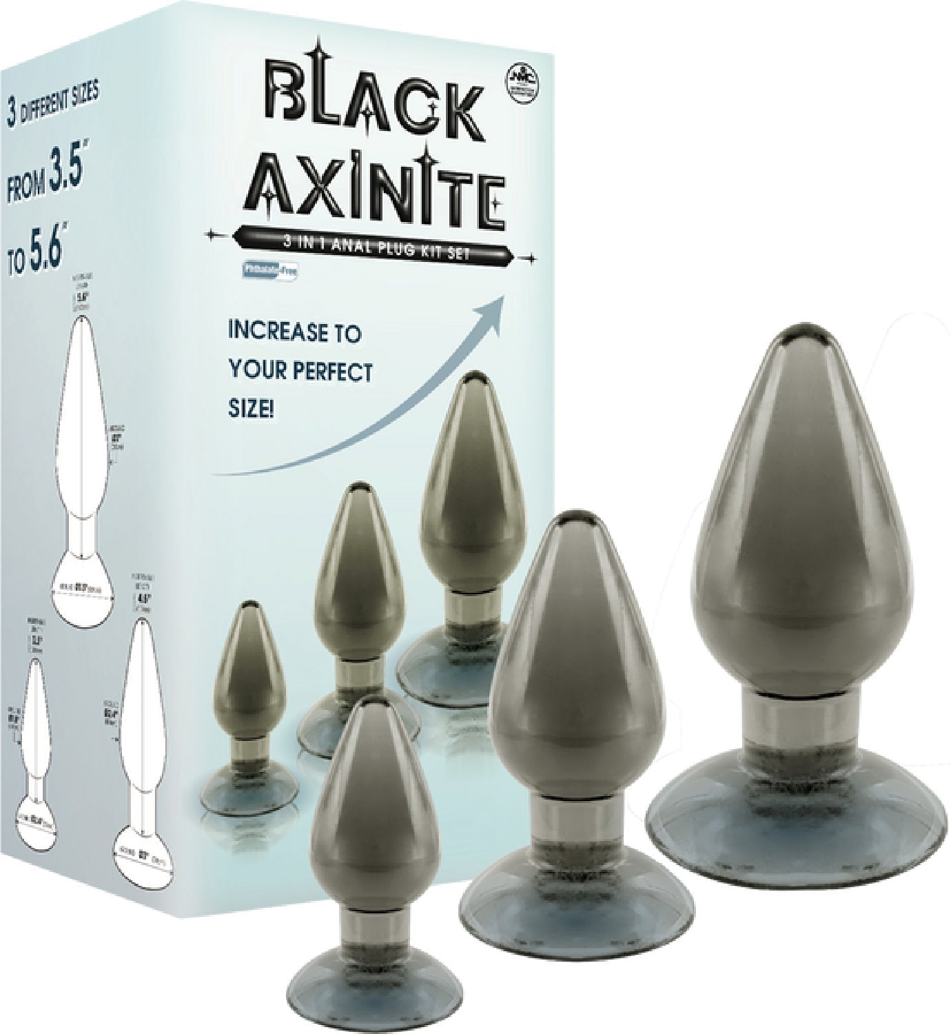 3 In 1 Anal Plug Kit – Flexible Hygienic Suction Cup Base Anal Plugs