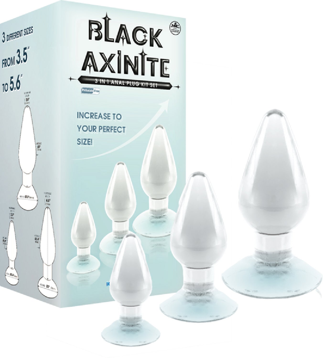 3 In 1 Anal Plug Kit – Flexible Hygienic Suction Cup Base Anal Plugs