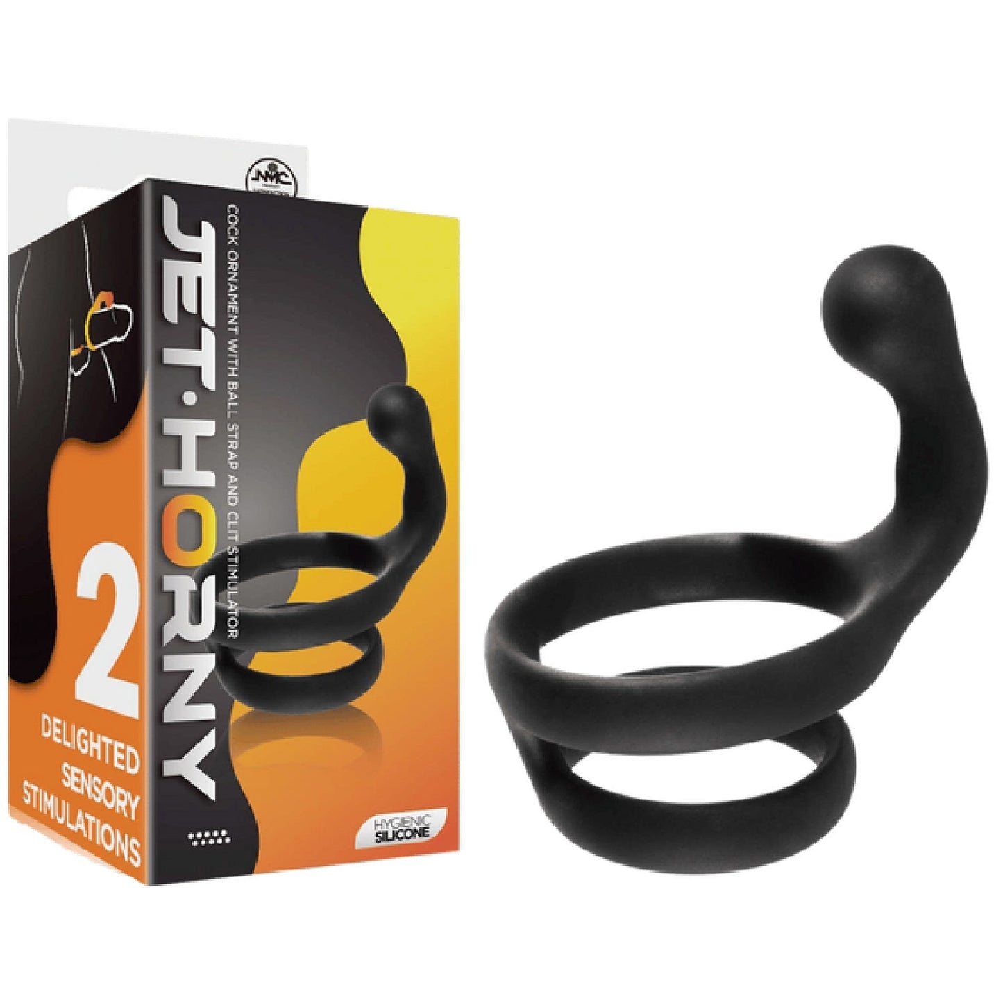 Cock Ring with Ball Strap and Clit Stimulator – Hygienic Silicone Cock Ring