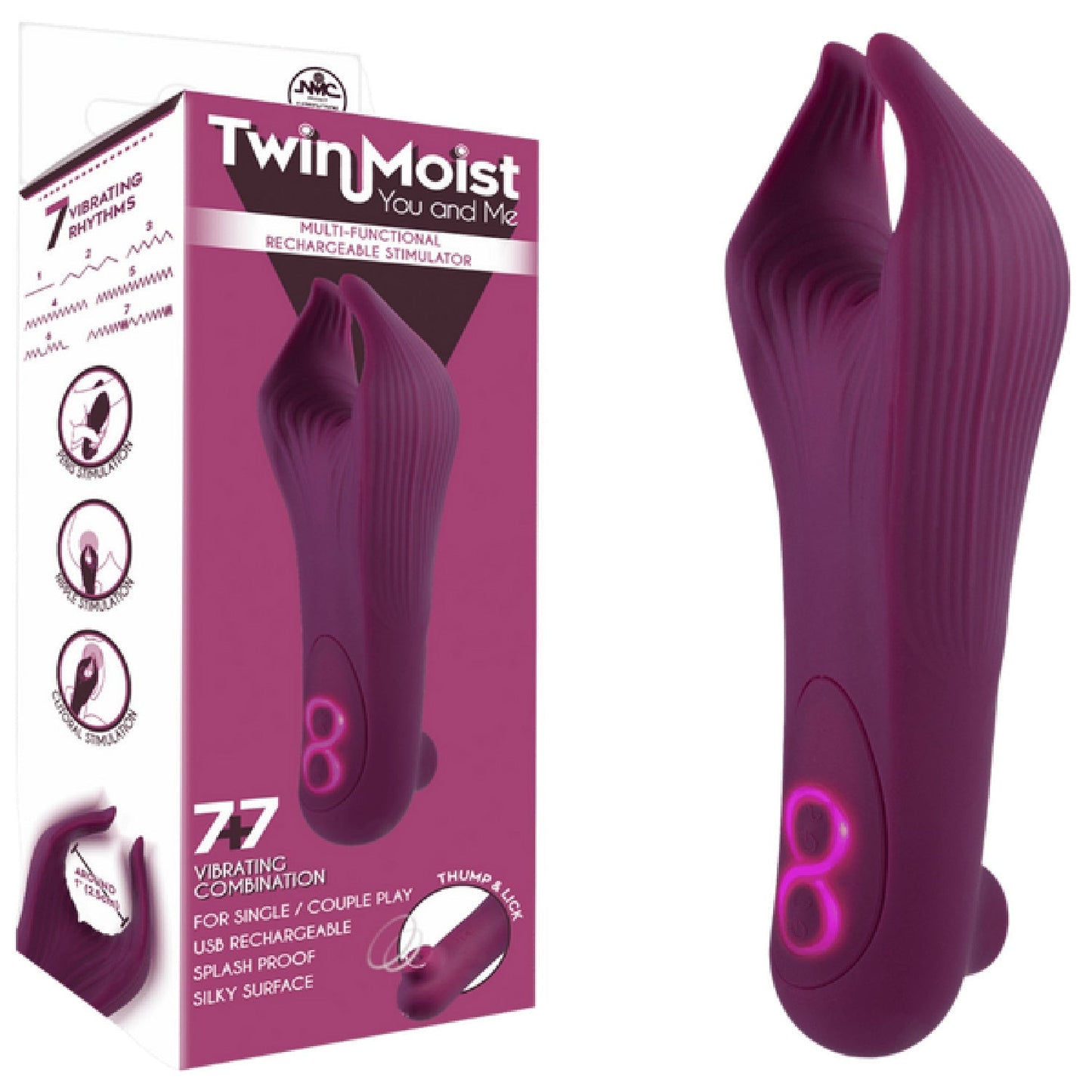 TwinMoist - Multi-Functional Rechargeable Stimulator – Splash Proof USB Rechargeable Vibrator
