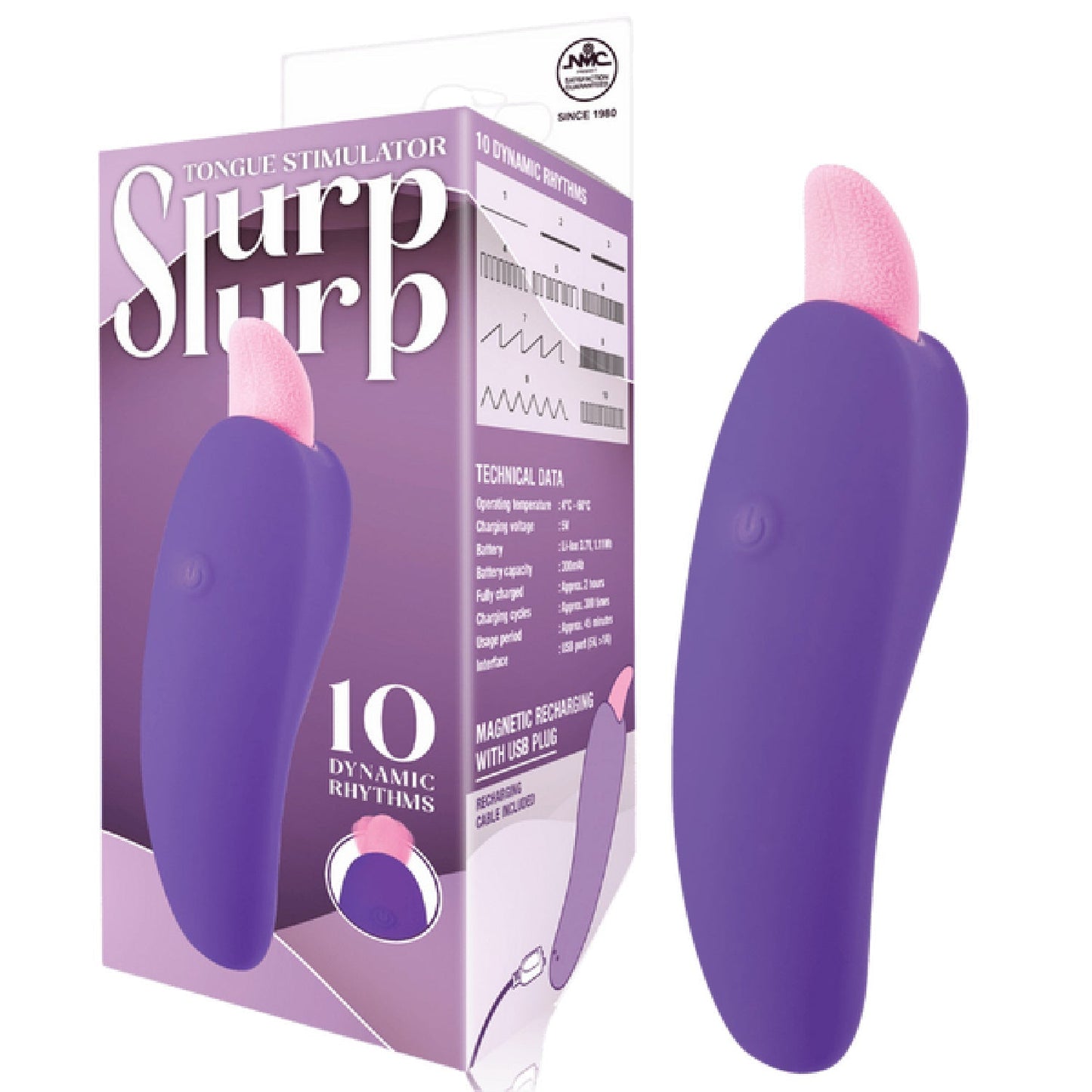 Slurp Slurp Tongue Stimulator – Magnetic Rechargeable 10 Rhythm Vibrator