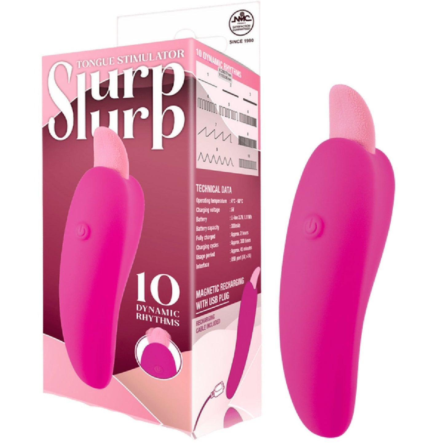 Slurp Slurp Tongue Stimulator – Magnetic Rechargeable 10 Rhythm Vibrator