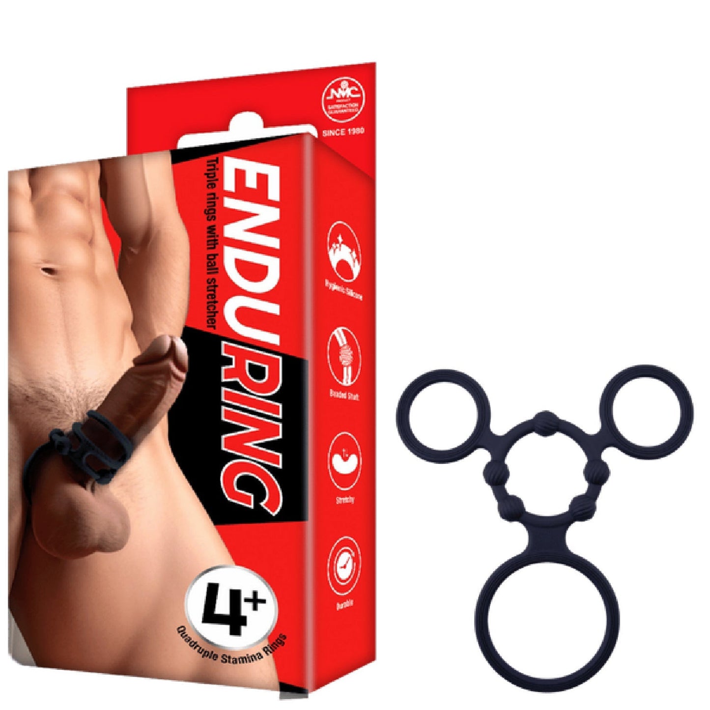 Triple Ring With Ball Stretcher – Stretchy Durable Silicone Ball Stretcher