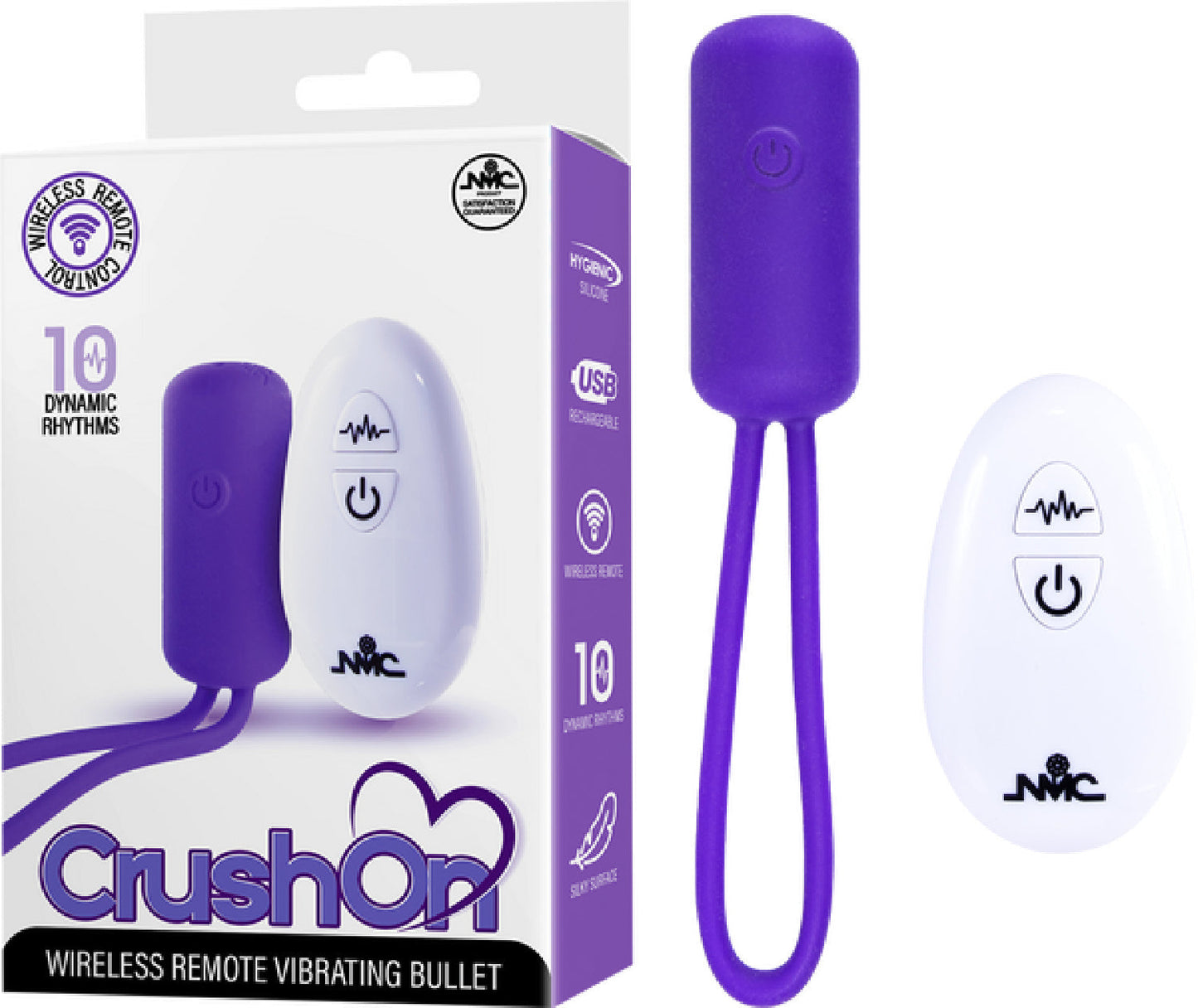 Crush On - Wireless Remote Vibrating Bullet – USB Rechargeable Silicone Bullet Vibrator