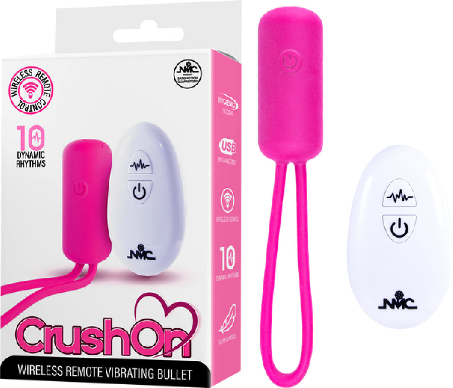 Crush On - Wireless Remote Vibrating Bullet – USB Rechargeable Silicone Bullet Vibrator
