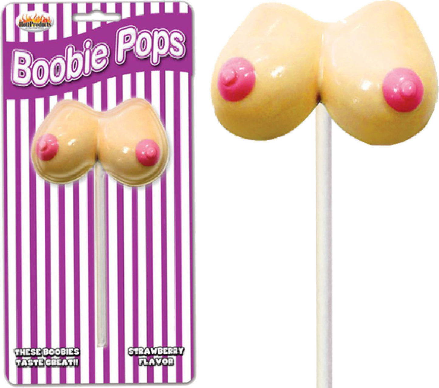 Boobie Pops Candy Strawberry – Novelty Boobie-Shaped Candy
