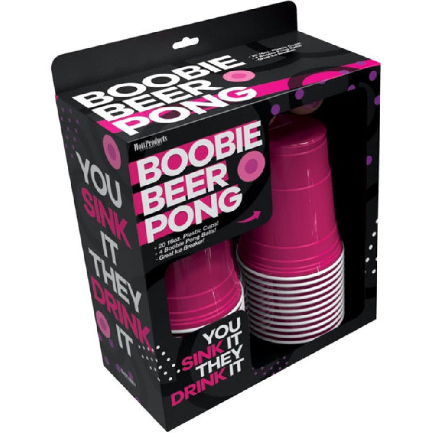 Boobie Beer Pong Set – Party Game with Boobie-Shaped Balls and Plastic Cups