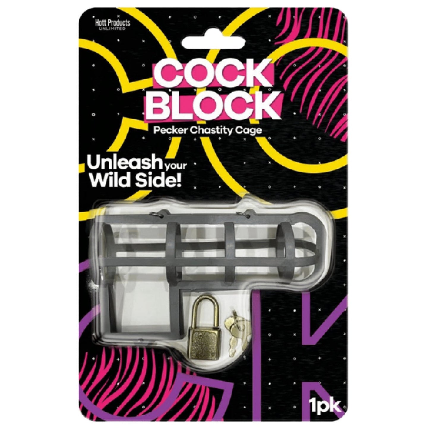 Cock Block – Adjustable Lockable Male Chastity Device with Master Lock and Key
