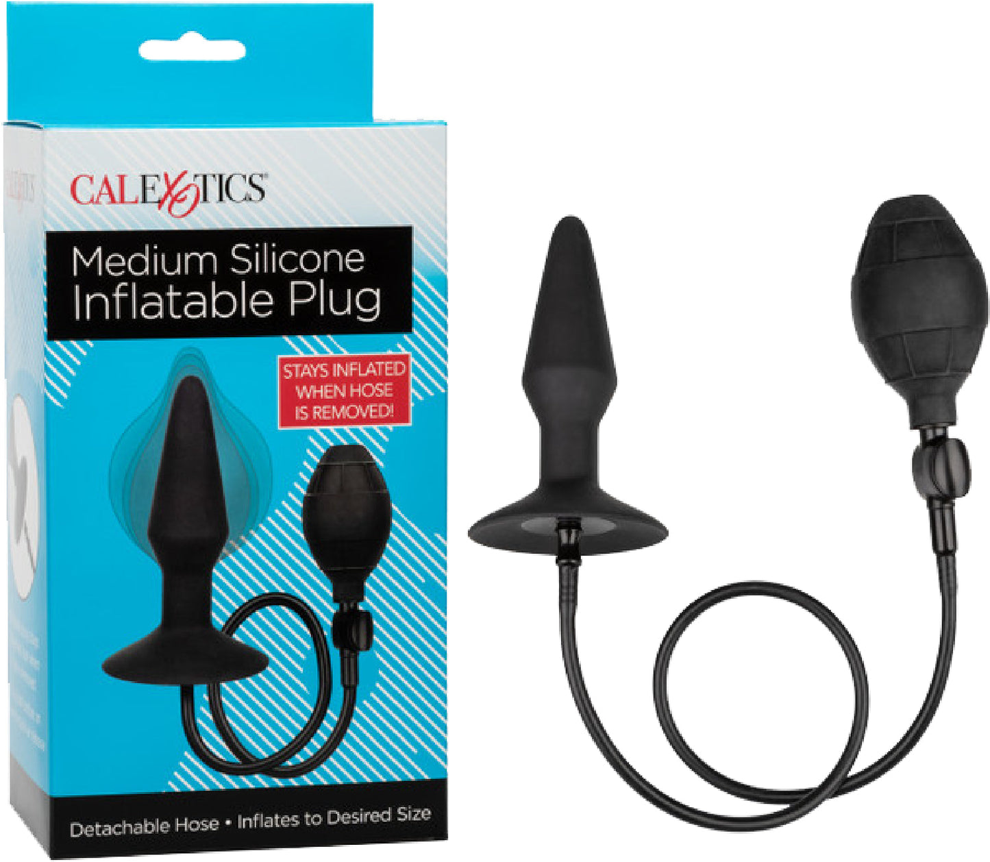 CalExotics Medium Silicone Inflatable Plug – Inflatable Anal Plug with Detachable Hose