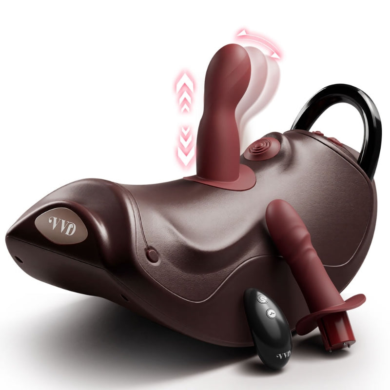 VVD Rider Air Riding Sex Machine - Thrusting Piston Dildo with Dual Vibrating Attachments | Hands-Free Cowgirl Style Wine Red Dildos
