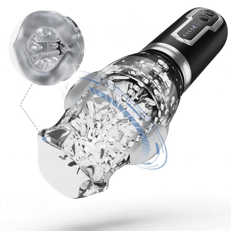 【Legs-Shaking】Amber - 5 Telescopic and Rotational 7 Vibration Realistic Lip and Mouth Touch Handheld Masturbator transparent Masturbation Cup