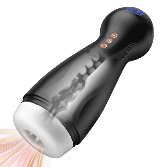 【#1 Choice】SolaceX - 9 Suction 10 Vibration Male Masturbator Automatic Strong Suction Soft TPE Realistic Texture Male Stroker Masturbator Black Masturbation Cup