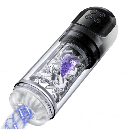 Vortex - 7 Suction 7 Rotation Stroker – 3D Real Feel Waterproof Hot & Cold Spa Suction Vacuum Pumps Masturbator Grey Masturbation Cup