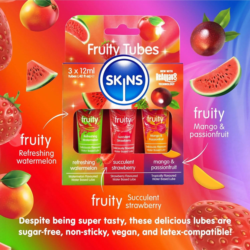 Skins Fruity Tubes 12ml Watermelon Strawberry Mango Lubricants